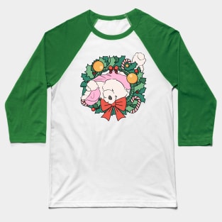 Dog with Wreath Baseball T-Shirt